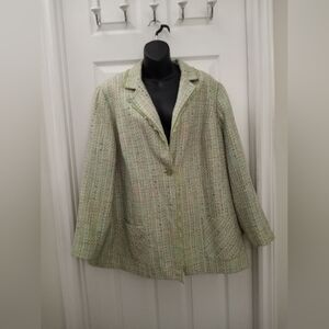 MAGGIE BARNES Plus Size Tweed Blazer